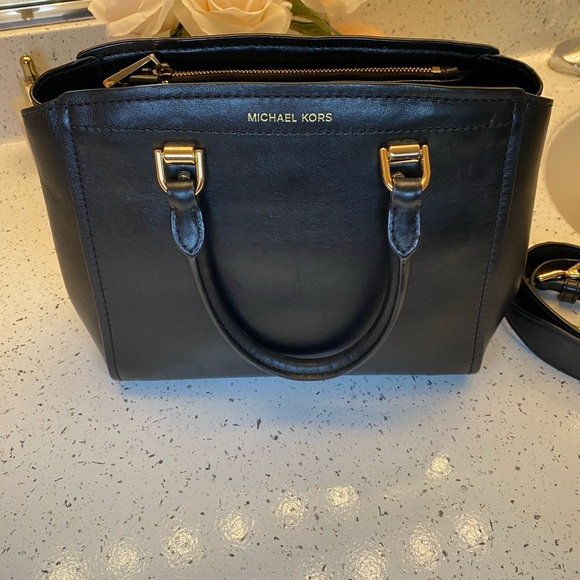 Michael Kors Black Satchel with Gold Accents - Picture 2 of 12